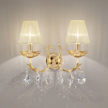 Aplica de perete Victoria 2 Aqua Champagne Kolarz, placata cu aur de 24K, 2 brate cu cristale - 1