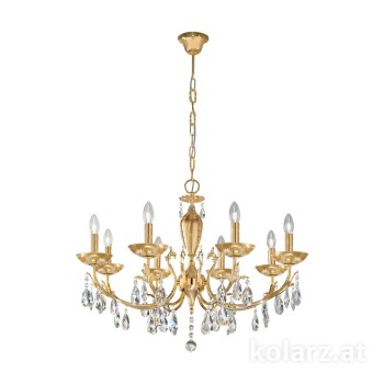 Candelabru Victoria 2 Aqua Champagne Kolarz, placat cu aur 24K, 8 brate cu cristale - 1