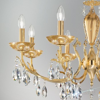 Candelabru Victoria 2 Aqua Champagne Kolarz, placat cu aur 24K, 8 brate cu cristale - 1