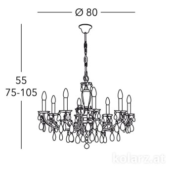 Candelabru Victoria 2 Aqua Champagne Kolarz, placat cu aur 24K, 8 brate cu cristale - 1