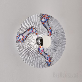 Aplica de perete Luna - Kolarz, Ø54, decor Kiss, argint, crom - 1