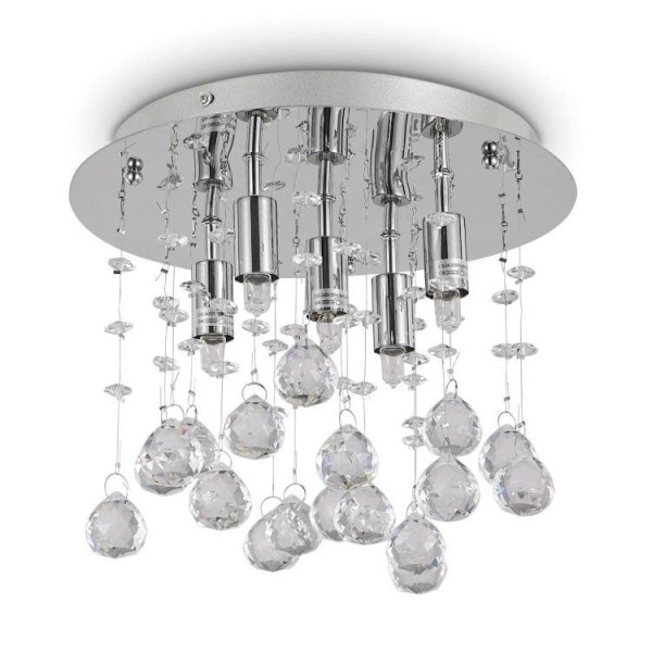 Plafoniera moderna cu cristale MOONLIGHT PL5 094649 Ideal Lux, crom - 1 Plafoniera moderna cu cristale MOONLIGHT PL5 094649 Ideal Lux, crom - 1