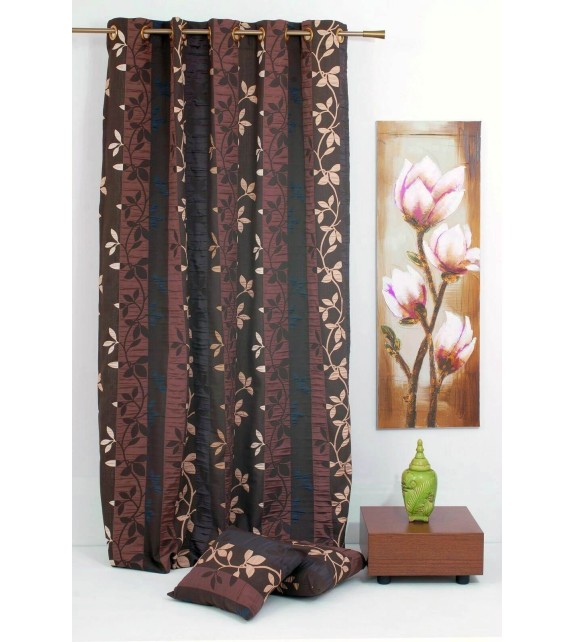 Draperie Gordia Mendola Home Textiles, 140x245cm cu inele, maro - 1