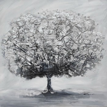Tablou pictat manual Memory Tree, dimensiunea 80x80cm - 1