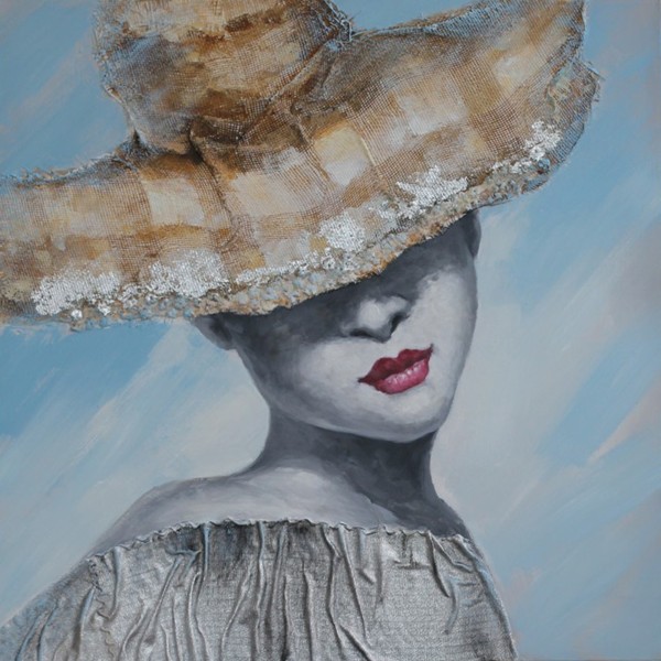 Tablou pictat manual Madame, dimensiunea 80x80cm - 1