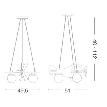 Lustră copii model avion, 3 becuri, albastru-galben, iluminat cameră băieți / nursery