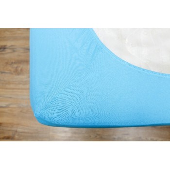 Cearceaf de pat cu elastic Mendola bedding, bumbac 100%, 90x200cm, albastru - 1
