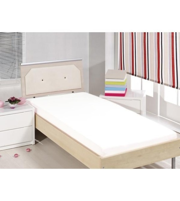 Cearceaf de pat cu elastic Mendola bedding, bumbac 100%, 90x200cm, alb - 1