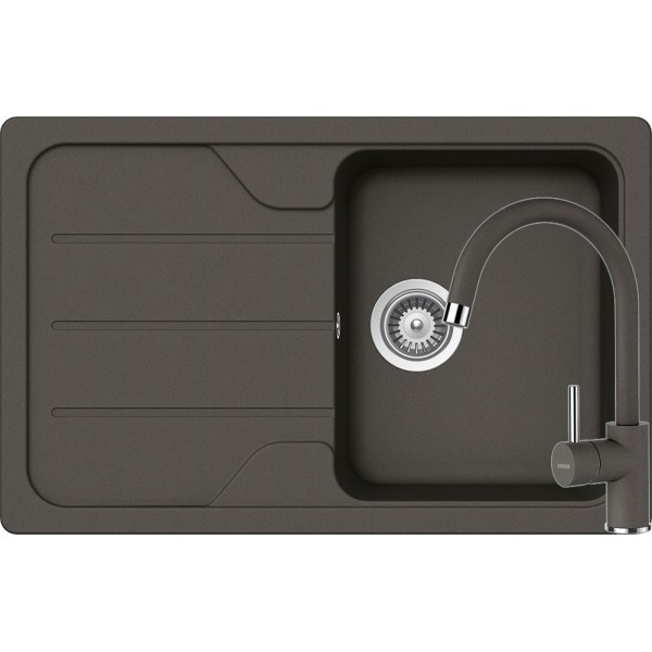 Set Chiuveta Formhaus D-100S 780 x 500 mm si Baterie Plutos Asphalt Schock Cristalite - 1