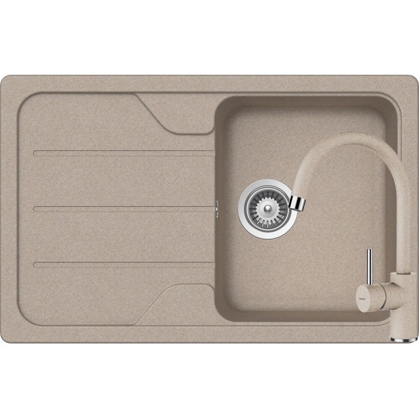 Set Chiuveta Formhaus D-100S 780 x 500 mm si Baterie Plutos Sabbia Schock Cristalite - 1