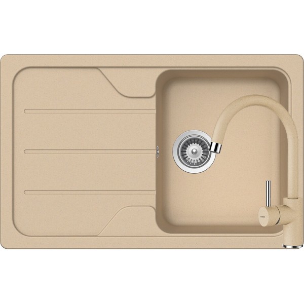 Set Chiuveta Formhaus D-100S 780 x 500 mm si Baterie Plutos Moonstone Schock Cristalite - 1