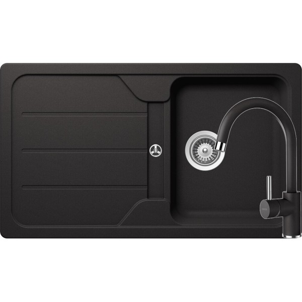 Set Chiuveta Formhaus D-100 860 x 500 mm si Baterie Plutos Nero Schock Cristalite - 1