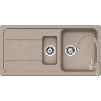 Set Chiuveta Formhaus D-150L 1000 x 500 mm si Baterie Plutos Sabbia Schock Cristalite - 1