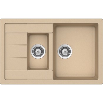 Set Chiuveta Manhattan D-150S 780 x 500 mm si Baterie Plutos Moonstone Schock Cristalite - 1