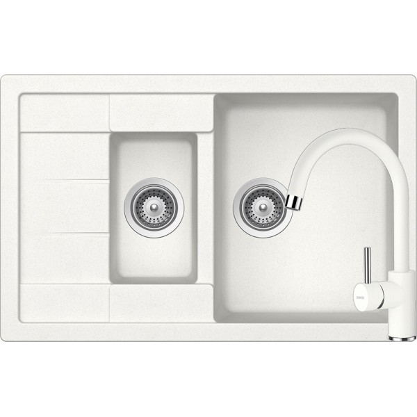Set Chiuveta Manhattan D-150S 780 x 500 mm si Baterie Plutos Alpina Schock Cristalite - 1