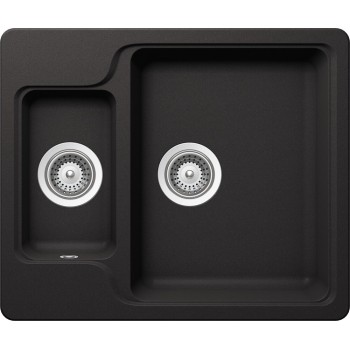 Set Chiuveta Manhattan N-150 610 x 510 mm si Baterie Plutos Nero Schock Cristalite - 1
