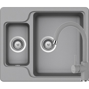 Set Chiuveta Manhattan N-150 610 x 510 mm si Baterie Plutos Croma Schock Cristalite - 1