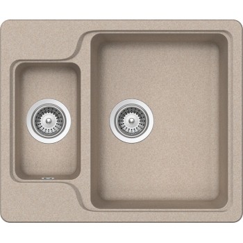Set Chiuveta Manhattan N-150 610 x 510 mm si Baterie Plutos Sabbia Schock Cristalite - 1