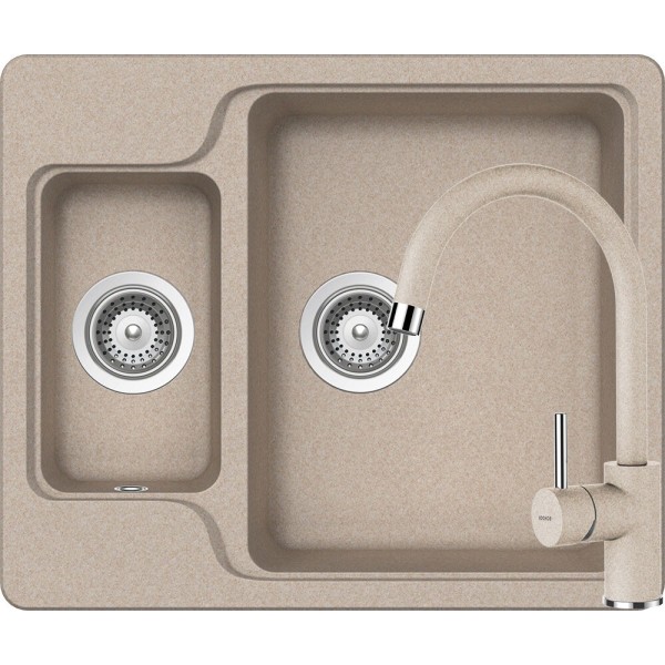Set Chiuveta Manhattan N-150 610 x 510 mm si Baterie Plutos Sabbia Schock Cristalite - 1