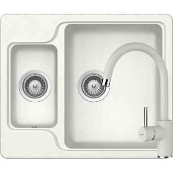 Set Chiuveta Manhattan N-150 610 x 510 mm si Baterie Plutos Alpina Schock Cristalite - 1