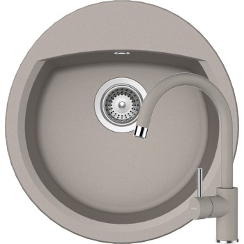 Set Chiuveta Manhattan R-100 470 x 490 mm si Baterie Plutos Beton Schock Cristalite - 1
