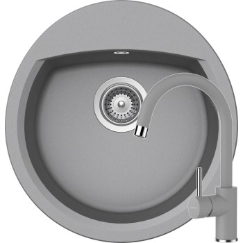Set Chiuveta Manhattan R-100 470 x 490 mm si Baterie Plutos Croma Schock Cristalite - 1