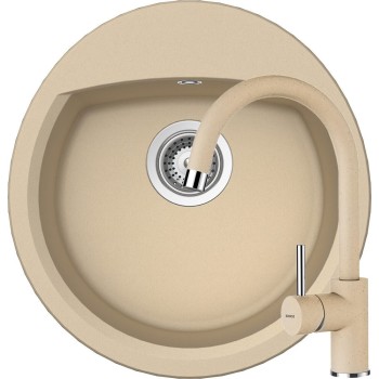 Set Chiuveta Manhattan R-100 470 x 490 mm si Baterie Plutos Moonstone Schock Cristalite - 1