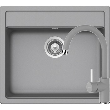 Set Chiuveta Nemo N-100 570 x 510 mm si Baterie Plutos Croma Schock Cristalite - 1
