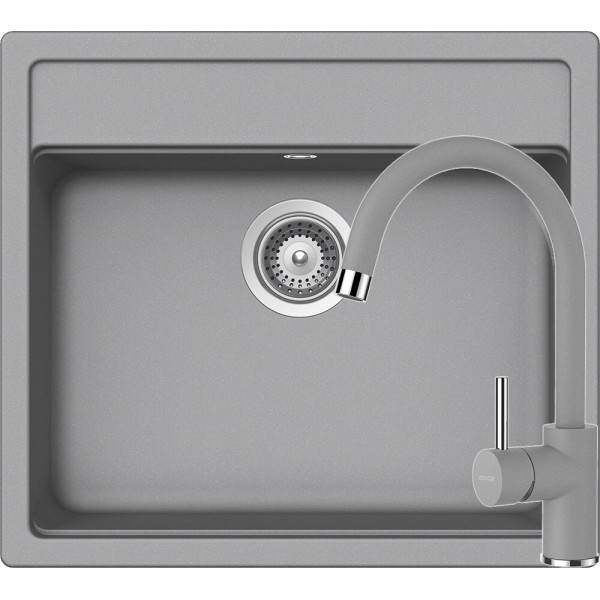 Set Chiuveta Nemo N-100 570 x 510 mm si Baterie Plutos Croma Schock Cristalite - 1