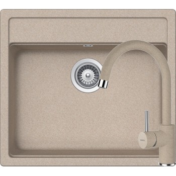 Set Chiuveta Nemo N-100 570 x 510 mm si Baterie Plutos Sabbia Schock Cristalite - 1