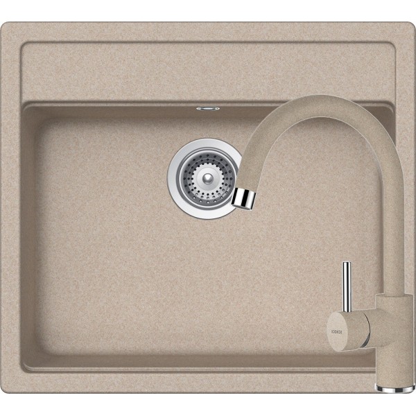Set Chiuveta Nemo N-100 570 x 510 mm si Baterie Plutos Sabbia Schock Cristalite - 1