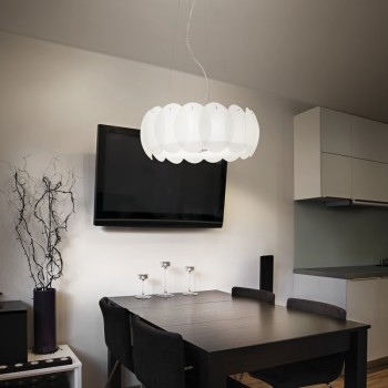 Pendul modern OVALINO SP8 090481 Ideal Lux, alb - 1