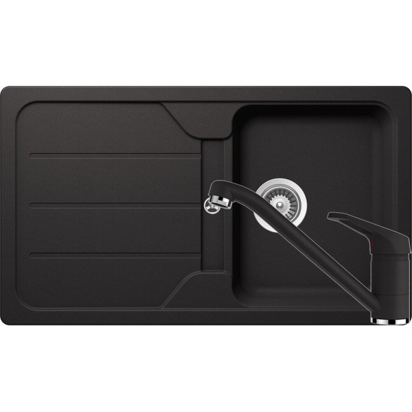 Set Chiuveta Formhaus D-100 860 x 500 mm si Baterie Schock Cosmo Nero Cristalite - 1