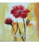 Tablou pictat manual Crizanteme rosii, 40x40cm
