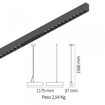 Sistem liniar DRAFT 222783 Ideal Lux, LED 47W, 3250lm, negru - 1
