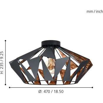 Plafoniera CARLTON 1 43399 Eglo, negru-cupru - 1
