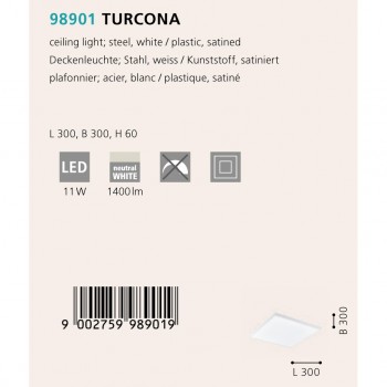 Plafoniera TURCONA 98901 EGLO, LED 11W, 1300lm, alb - 1