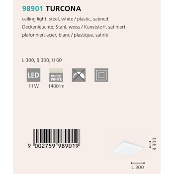 Plafoniera TURCONA 98901 EGLO, LED 11W, 1300lm, alb - 1