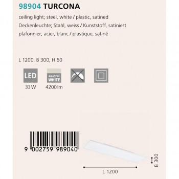 Plafoniera TURCONA 98904 EGLO, LED 33W, 4200lm, alb - 1