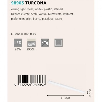 Plafoniera TURCONA 98905 EGLO, LED 20W, 2900lm, alb - 1
