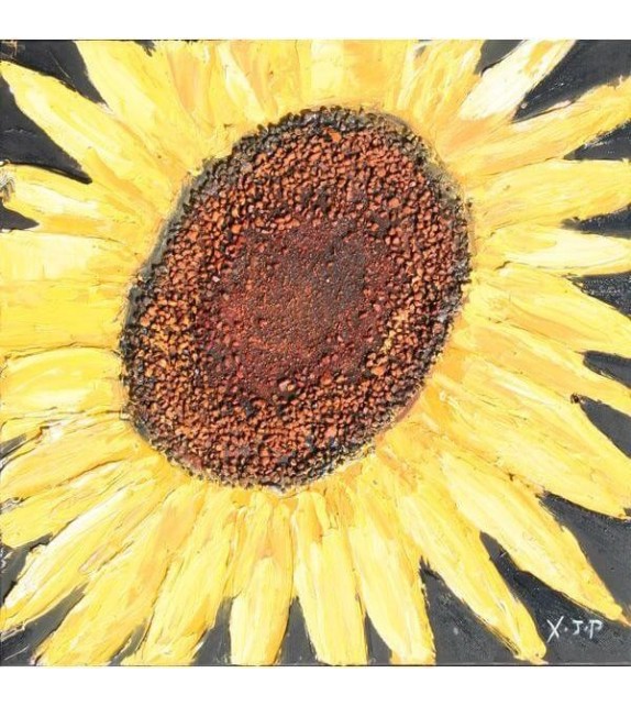 Tablou pictat manual Floarea Soarelui A, dimensiunea 40x40cm - 1