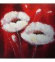 Tablou pictat manual Flori de Mac albe, dimensiunea 60x60cm