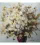 Tablou pictat manual Geranium alb, dimensiunea 60x60cm