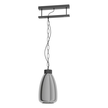 Pendul vintage Eglo BRICKFIELD 43394, E27 1X40W, Negru, sticla fumurie - 1