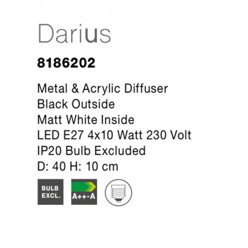 DARIUS, plafoniera design LED E27 4x10W, negru - 1