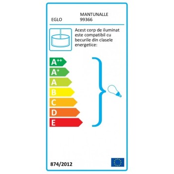 Pendul MANTUNALLE 99366 Eglo, E27, 1x40W, negru-alb - 1