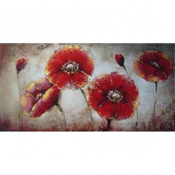 Tablou pictat manual Camp cu flori, 60x120cm - 1