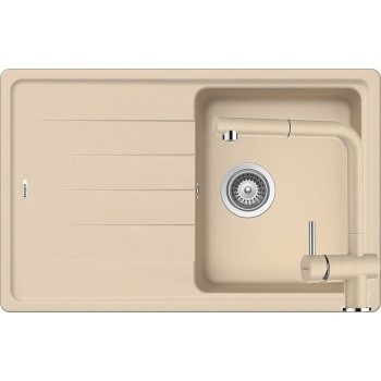 Set Schock Chiuveta Element D-100S 780 x 500 mm si Baterie Epos cu Dus Extractibil, Moonstone Cristalite - 1