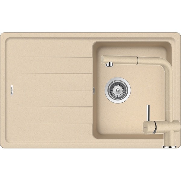 Set Schock Chiuveta Element D-100S 780 x 500 mm si Baterie Epos cu Dus Extractibil, Moonstone Cristalite - 1