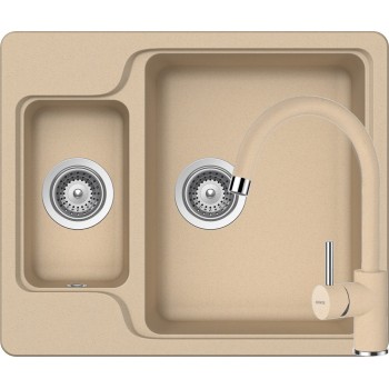 Set Chiuveta Manhattan N-150 610 x 510 mm si Baterie Plutos Moonstone Schock Cristalite - 1